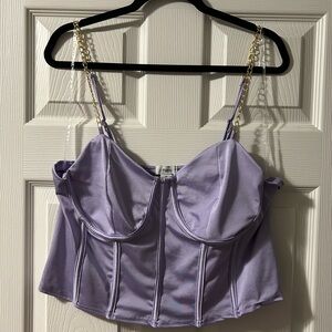 NEW with tags Rue 21+ Gold Chained Lavender Corset Top Women’s Plus Size 2X